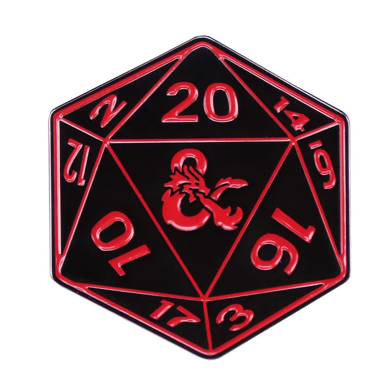 RPG Dice Game D&D Enamel Pins Dungeons Brooch Fashion Personality Lapel Badge Hoodie Decorative Accessories Fans Gift
