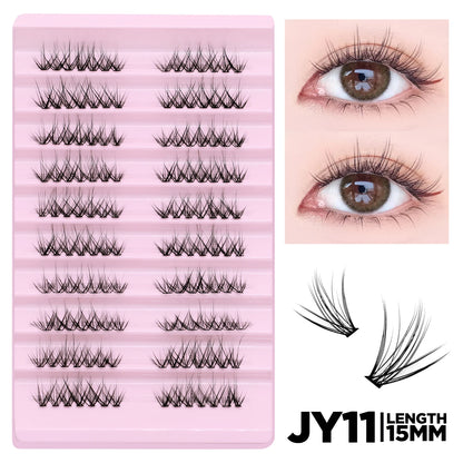 GROINNEYA Cat Elf Eyelashes Book 15 Rows Large Capacity Natural Manga Lashes Effect DIY Eyelashes Extension Clusters Makeup