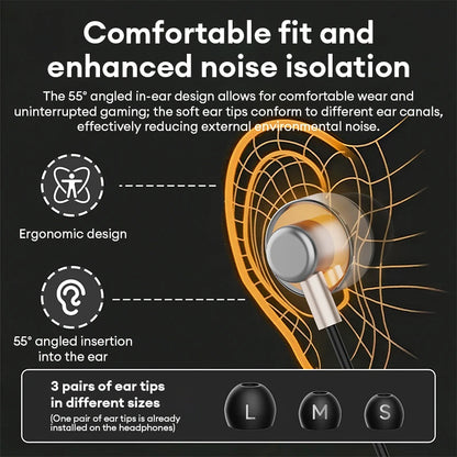 Lenovo Y100 1.2M In-Ear L-shaped Wired Earphones Gaming Headset Ultra-Low Latency e-sports Headphones Comfortable Sports Earbuds