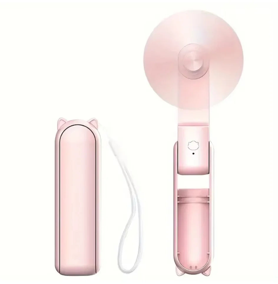 Portable Mini Fan, USB Rechargeable, 3-speed Adjustable, Foldable Handheld Fan, Suitable for Women, Travel, Outdoor Use