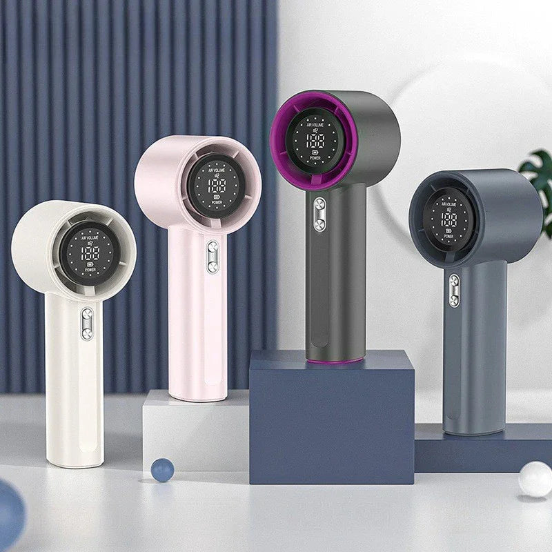 Lenovo 100 Levels Small Fan Usb Digital Display Rechargeable Handheld High-speed Powerful Wind Handheld Turbo Portable Fan