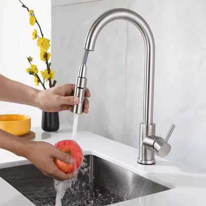 Kitchen Faucet Flexible Pull Out 2 Modes Nozzle Hot Cold Water Mixer Tap Deck Mounted Sprayer and Stream SUS 304 Faucets