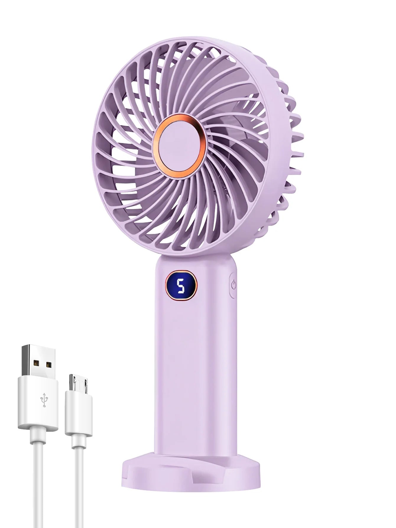 Portable Handheld Fan USB Rechargeable Mini Fan Digital Display 5-Speed Adjustment Suitable For Travel Outdoor Office Home