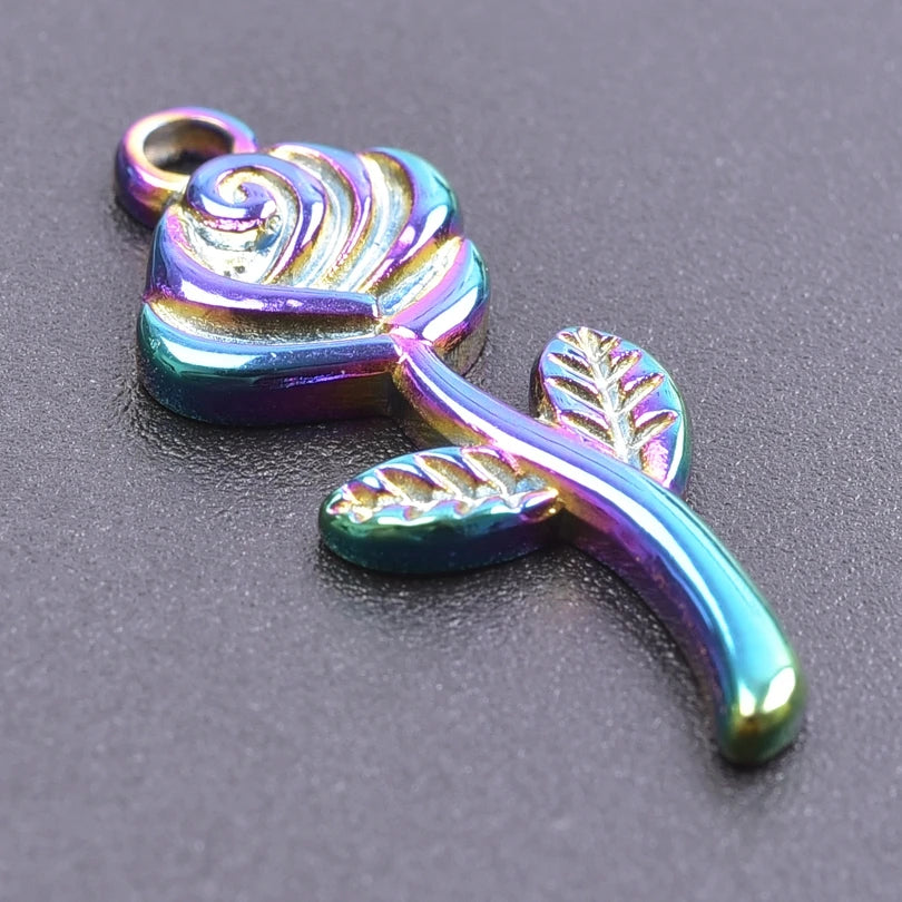 Color Brief Fashion Sense Of Design Pendant Mushroom Chain Heart-Shaped Feather Plant Rose  Marine Dolphin Pendants Diy Jewelry