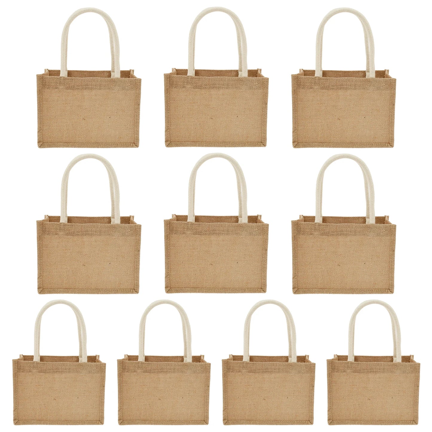 Portable Jute Tote Bag Burlap Tote Bags Mini Burlap Beach Bags Multipurpose Burlap Hand Bags for Shopping Trips Beach School