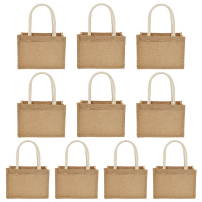 Portable Jute Tote Bag Burlap Tote Bags Mini Burlap Beach Bags Multipurpose Burlap Hand Bags for Shopping Trips Beach School