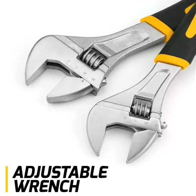 6-10 Inch Heavy Duty Adjustable Wrench With Rubberized Handle Box End Professional Tool Kit Construction Equipment
