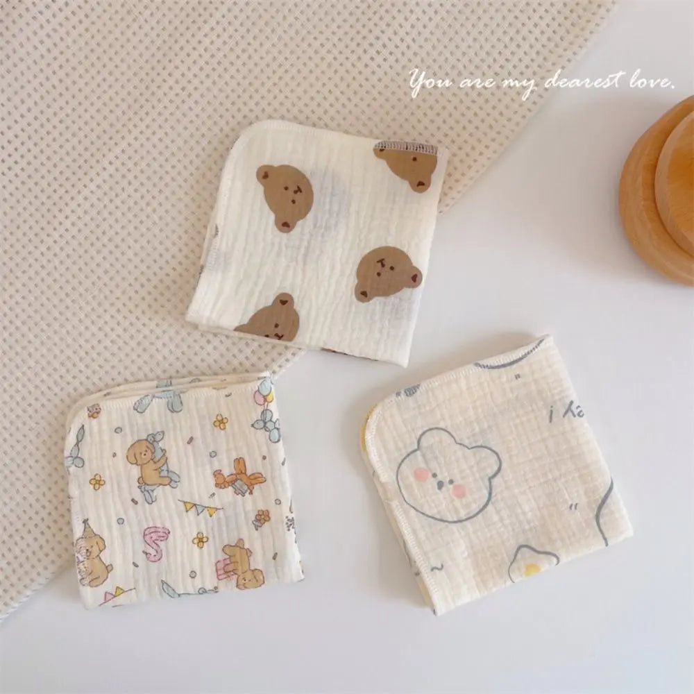 Cotton Baby Face Towel Square Infant Bib Soft Saliva Towel Floral Print Feeding Burp Cloths Children's Absorbent Handkerchief