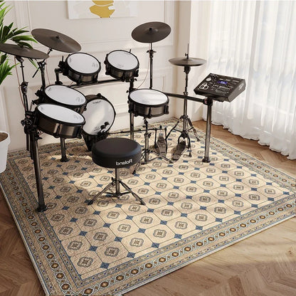 Modern Living Room Rug Home Decor Fashion Luxury Drum Abstract Music Symbol Black White Plaid Large Area Bedroom Decor Rugs