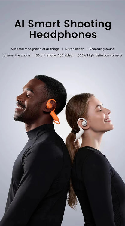 Lenovo 4K Smart Headphones 8MP Camera Translation Chat WIFI Video Recording Bluetooth 5.4 Sports Earphones for Sports Cycling