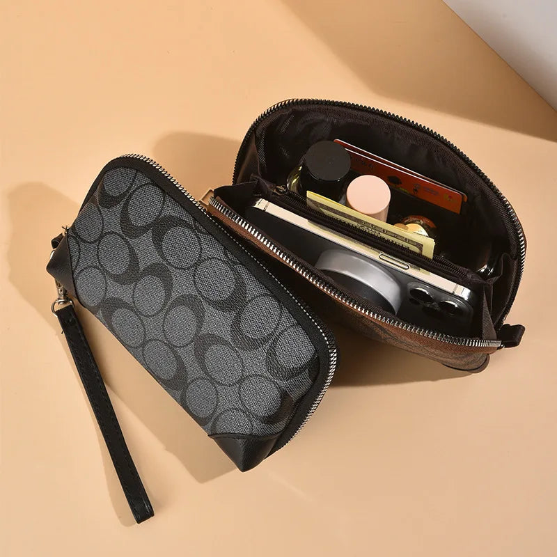 Elegant Floral Print Large Capacity Long Wallet for Women Double Zipper Handbag with Wrist Strap Mobile Phone Storage 2026 Ne...