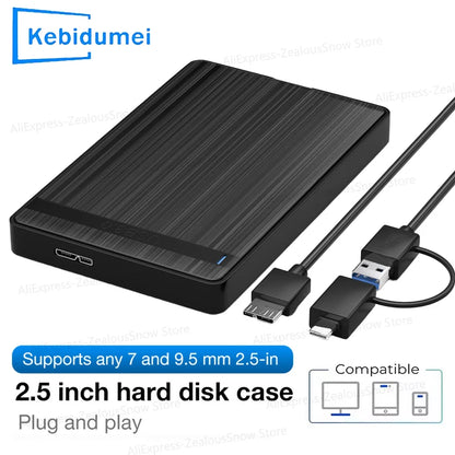 USB 3.1 2.5 inch SATA HDD SSD Enclosure 5Gbps Mobile Hard Drive External Storage Box HD Mechanical/Solid state Case Support UASP