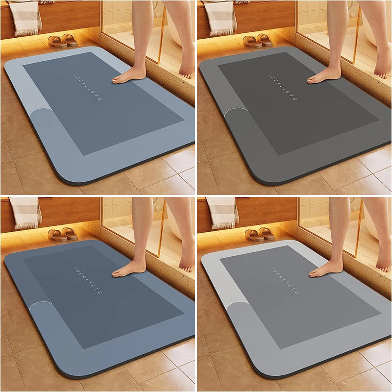 Super Absorbent Bathroom Floor Mat Thickened Bathroom Absorbent Quick-Drying Slip-Resistant Suitable Use Shower Areas Floor Mats