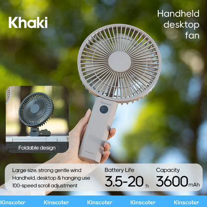 New Portable Folding Handheld Fan 3000mAh Desktop Rechargeable Fan Angle Adjustable for Home Outdoor Travel Camping