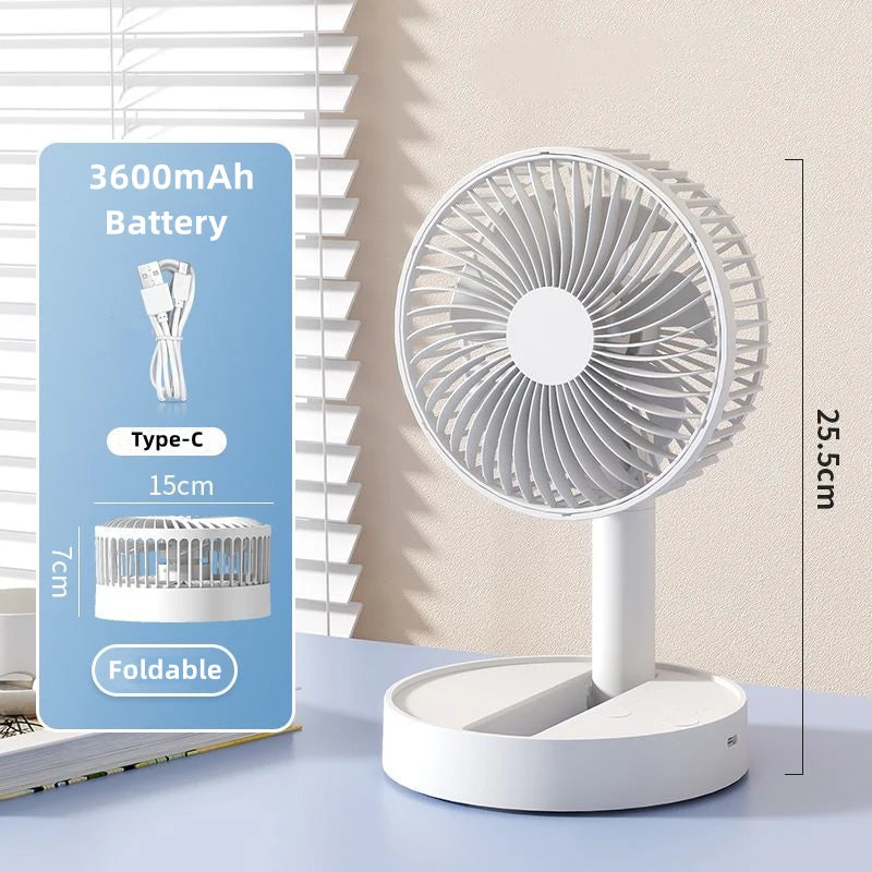 Lenovo Portable Foldable Desktop Fan USB C Rechargeable 3600mAh Battery 4 Speed Ultra Quiet Fan for Home Office Bedroom Dorm