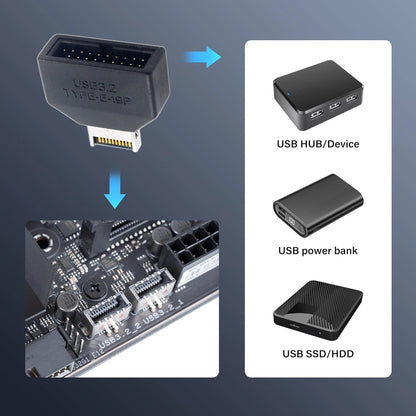 Motherboard USB 3.1 Type-E Header to USB 3.0 19/20Pin Adapter Front Panel Converter 5Gbps Data Transfer Plug & Play for Desktops