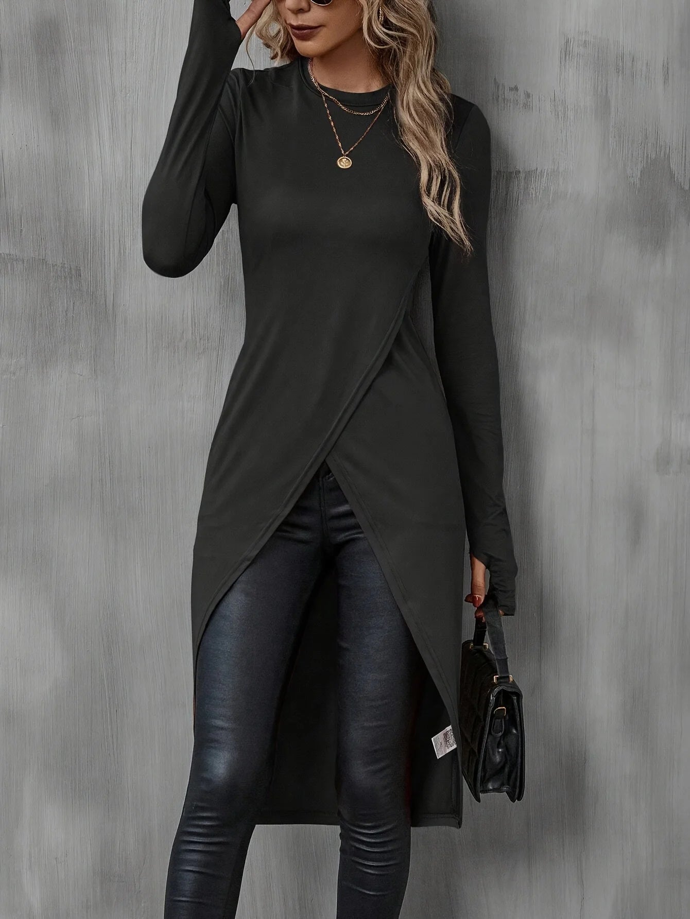 2024 new autumn plus long T-shirt advanced sense slimming temperament casual women's wear