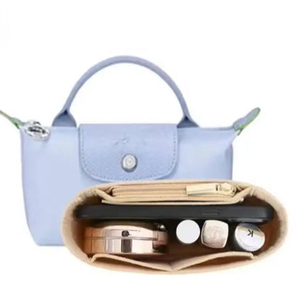 Insert Bag Purse Organizer Insert For Handbags,Felt Bag Insert Dividers With Multi-pockets,Fit Long Backpack/Bucket Bag ﻿