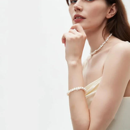 Hengsheng 6-7mm Baroque Natural Freshwater Pearl Bracelet 18cm Length Adjustable Anklets Bracelets for Women Jewelry Gift