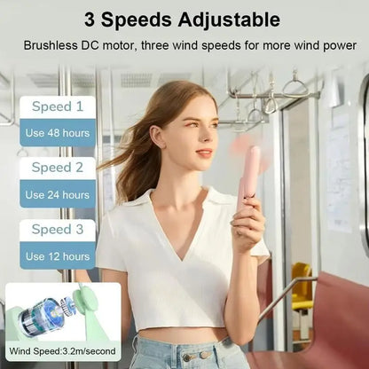 Portable Fan 2000mAh USB Rechargeable 3 Speed Mini Handheld Foldable Fan Hand Held Small Pocket Travel Fan with Handy Power Bank