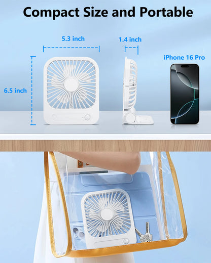 Eary 1200mAh Portable Wall Hanging Fan 4 Speed USB Rechargeable Magnetic Desk Fan 180 Adjustable Kitchen Silent Mini Cooling Fan