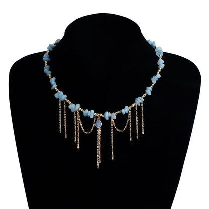 Water Droplet Necklace Tassel Necklace INS Style Collarbone Chain Natural Stone Pendant Necklace Women's Necklace Jewelry