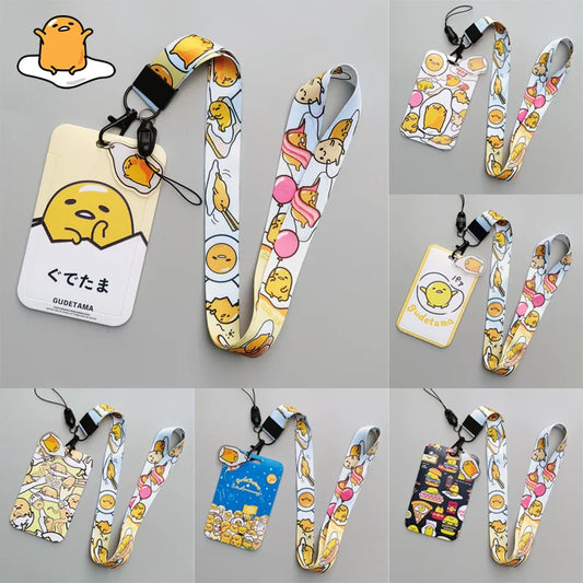 Gudetama ID Badge Holder Cartoon Lanyard Pendant Neck Strap Boys Girls Business Card Holder Keychain Accessories Kids Gifts