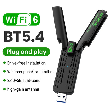 WiFi 7 Ethernet Adapter 6500Mbps USB 3.0 Wireless Network Card Triple Band Receiver For PC/Laptop Windows 10/11 Driver Free