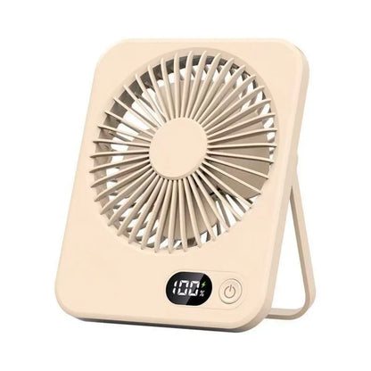 Portable Mute Desktop Fan With Power Display USB Rechargeable Mini Handheld Fan 5 Speeds Adjustable Cooling Fan Home