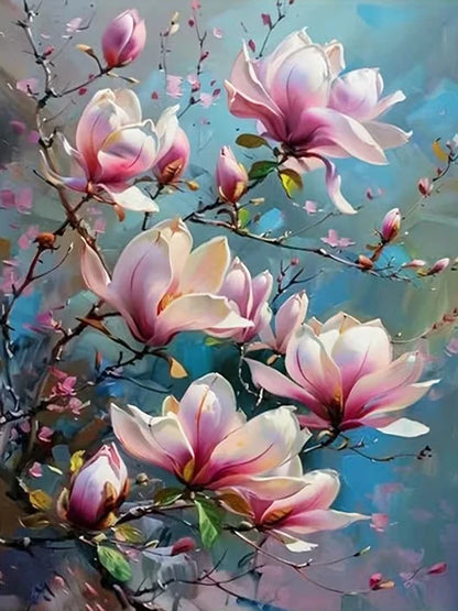 Momoart Picture By Numbers with Frame Flower DIY Painting By Number Framed Peach Blossom on Canvas Decor for Home HandPainted