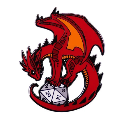 RPG Dice Game D&D Enamel Pins Dungeons Brooch Fashion Personality Lapel Badge Hoodie Decorative Accessories Fans Gift