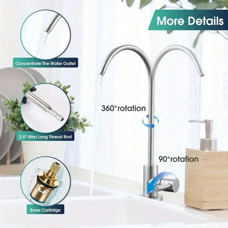 304 Stainless Steel Kitchen Filtered Faucet Direct Drinking Purifier Tap Single Cold Water Sink Faucet Home Water Filtration