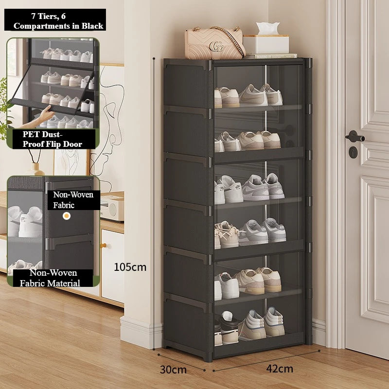 Shoe Rack-Shoe Storage Cabinet Vertical Shoe Organizer for Closet Entryway Corner Bedroom-  Stackable DIY Narrow Shoe Shelv