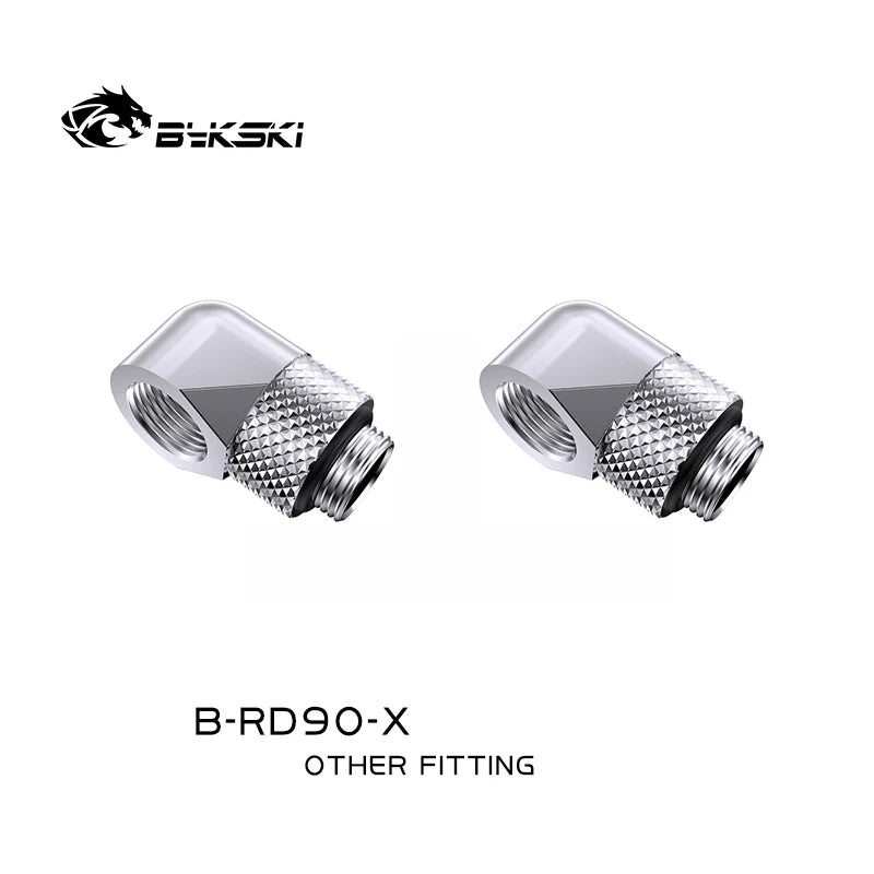 BYKSKI 2pcs G1/4'' 90 Degree /45 Degree Rotary Compression Fitting /for Water Cooling Adaptors Copper Metal Connector B-RD90-X