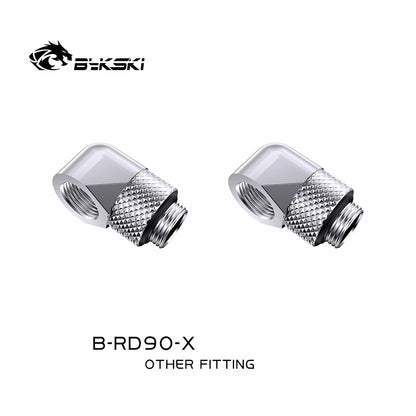 BYKSKI 2pcs G1/4'' 90 Degree /45 Degree Rotary Compression Fitting /for Water Cooling Adaptors Copper Metal Connector B-RD90-X