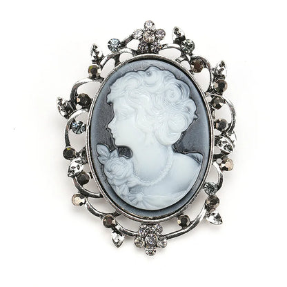 SHMIK Vintage Palace Style Relief Beauty Pendant Crystal Badges Brooch For Women Elegant Retro Middle Design Pin Jewelry