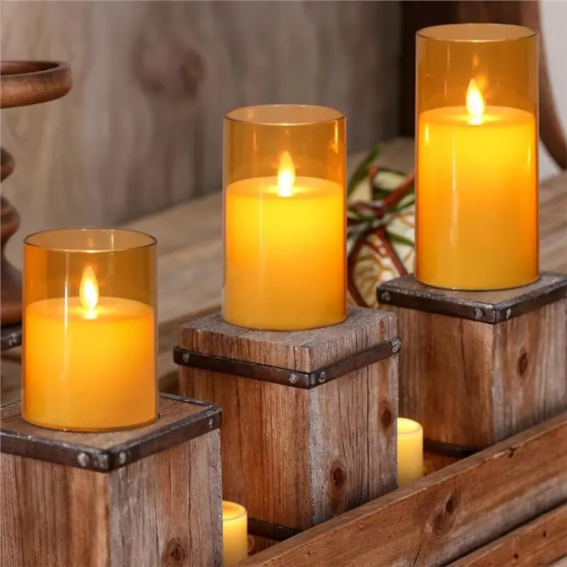 AA81-PP Flamless Flickering Candles With Remote And Timer, LED Pillar Candle For Dinner Wedding Holiday Decor