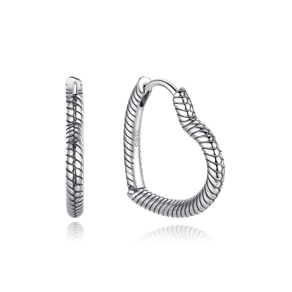 New 2026 Original 925 Sterling Silver Earrings For Women Piercing Hoop Love Heart Earings Rose Gold Wedding Gift Luxury Jewelry