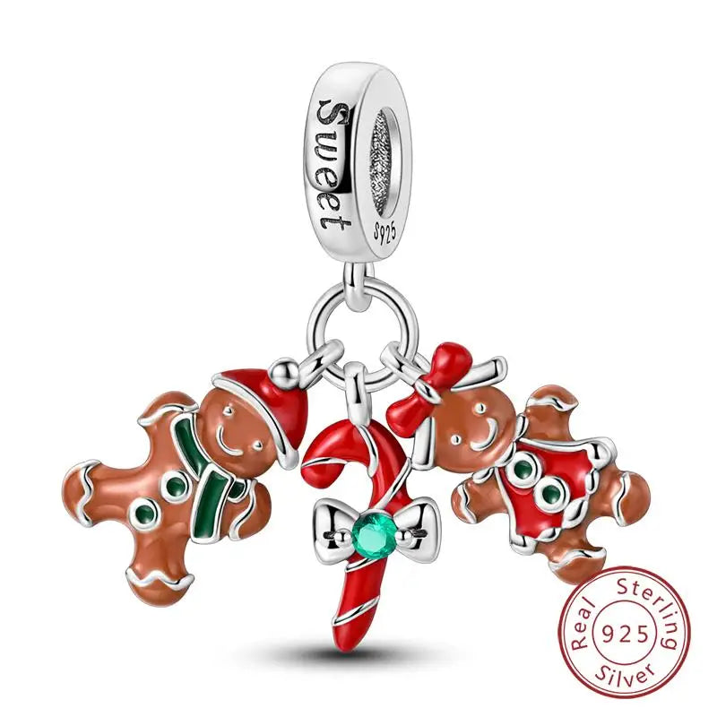 Original 925 Sterling Silver Charms Beads Winter Snowflake Snowman Igloo Penguin Pendant Fit Bracelet Women Jewelry Gift