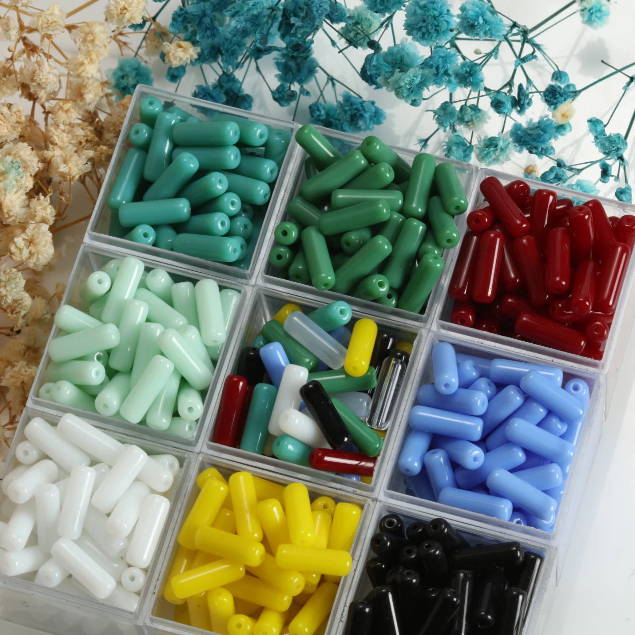 4x13mm Glass Long Tube Beads Cylinder Shape Multicolor Loose Spacer Beads For DIY Jewelry Making Accessories