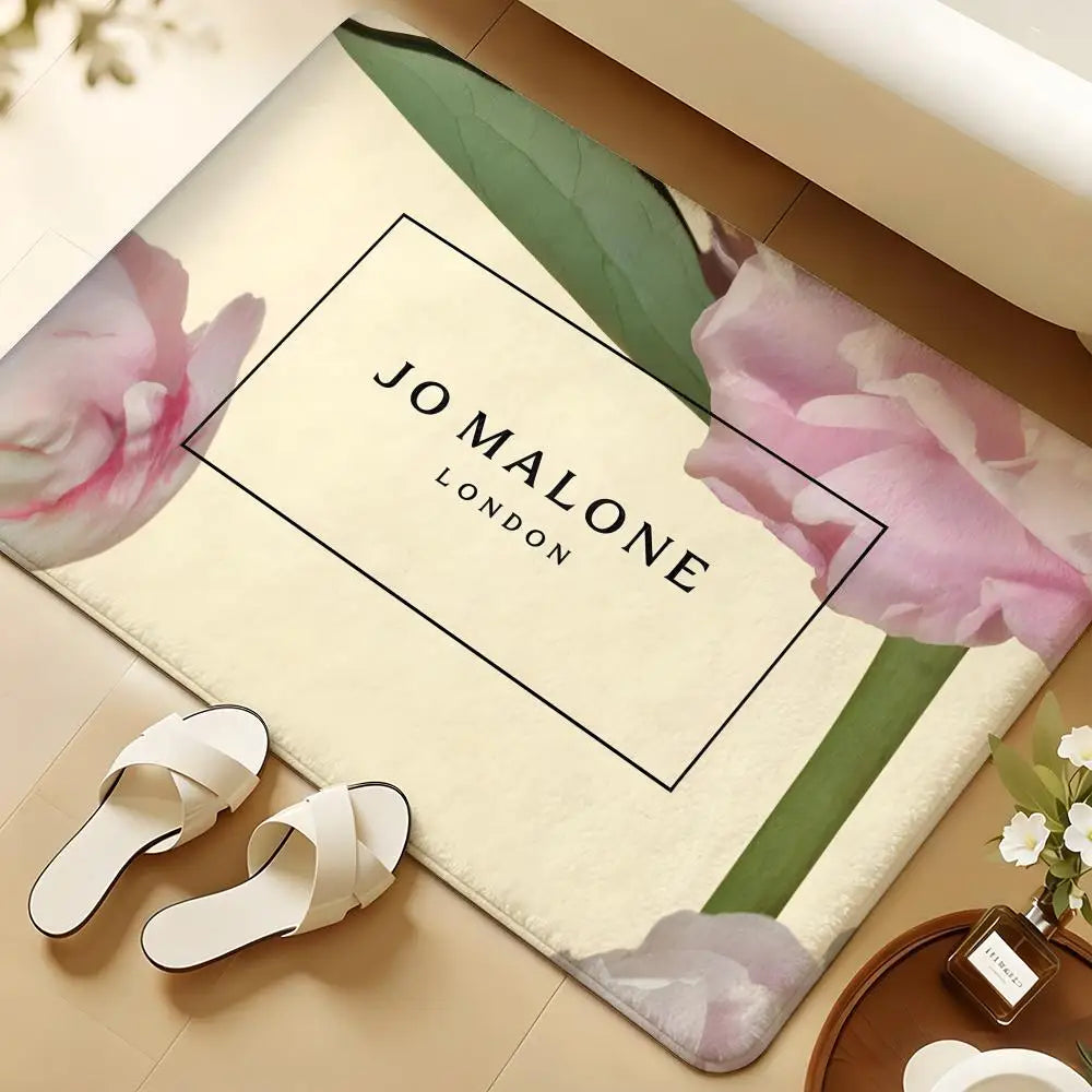 JO M-mALONE Makeup Brand Floor Mat Soft Flannel Rug Non-Slip Absorbent Mat For Bathroom Bedroom Home Decor