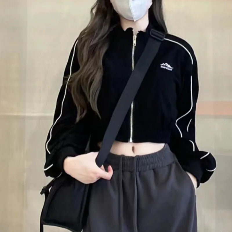Cool Jackets for Women Spring Autumn Long Sleeve All-match Stand Collar Young Girls Fashion College Korean Style Ins Vintage