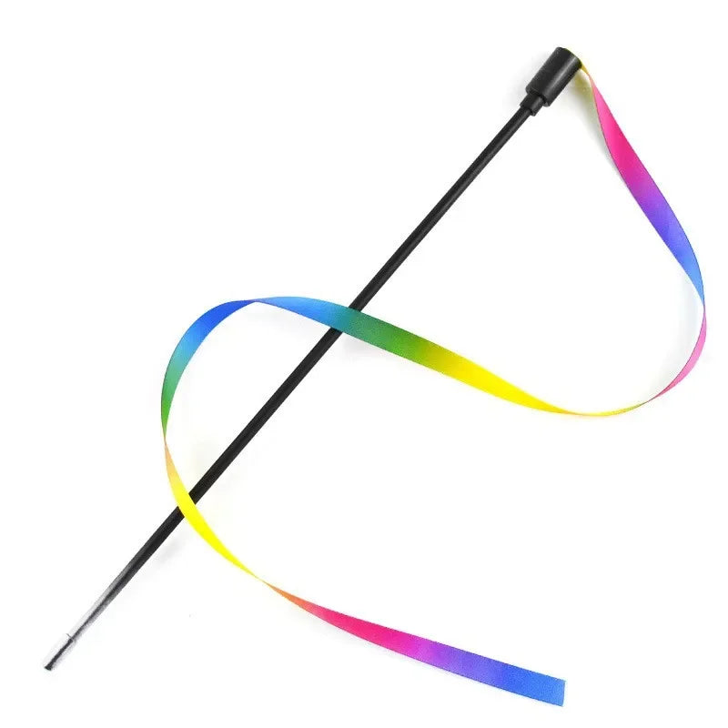 Interactive Coloured Ribbon Cat Toys Teasing Catd Stick Satin Ribbon Cat Stick Toys Kitten Playing Teaser Wand Toy Pet Supplies
