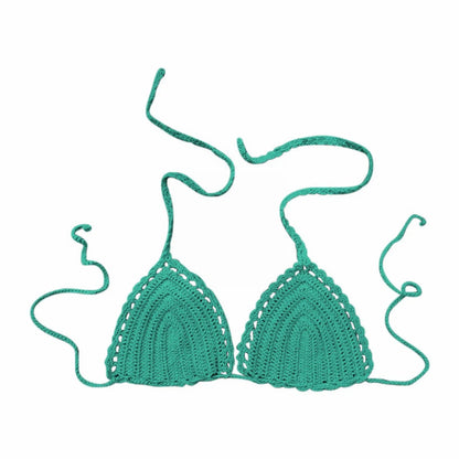 Women's Summer Sexy Bikini Hand Crochet Swimsuit Women Bikini Tops Solid Color Wireless Push Up Bra For Women Micro Bikinis