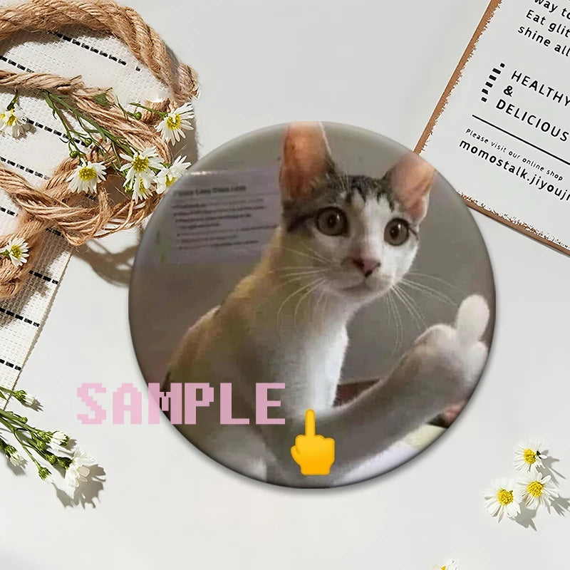 Cute Cats Meme Button Pins Funny Creative Animal Brooches Round Exquisite Tinplate Badge for Backpack Jewelry Accessories Gifts