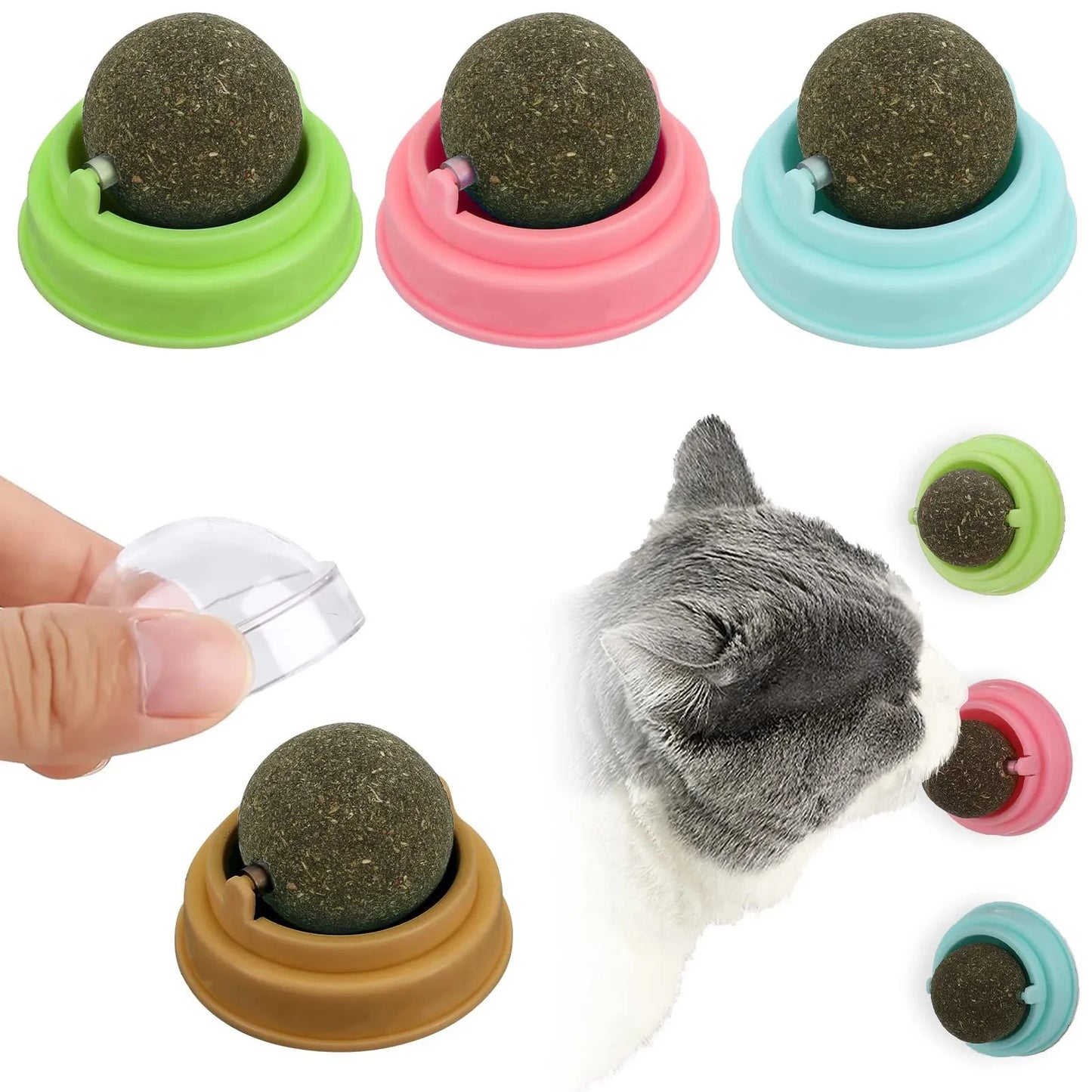 Natural Catnip Cat Wall Stick-on Ball Toy Scratchers Treats Healthy Natural Removes Balls to Promote Digestion Cat Pet Supplies