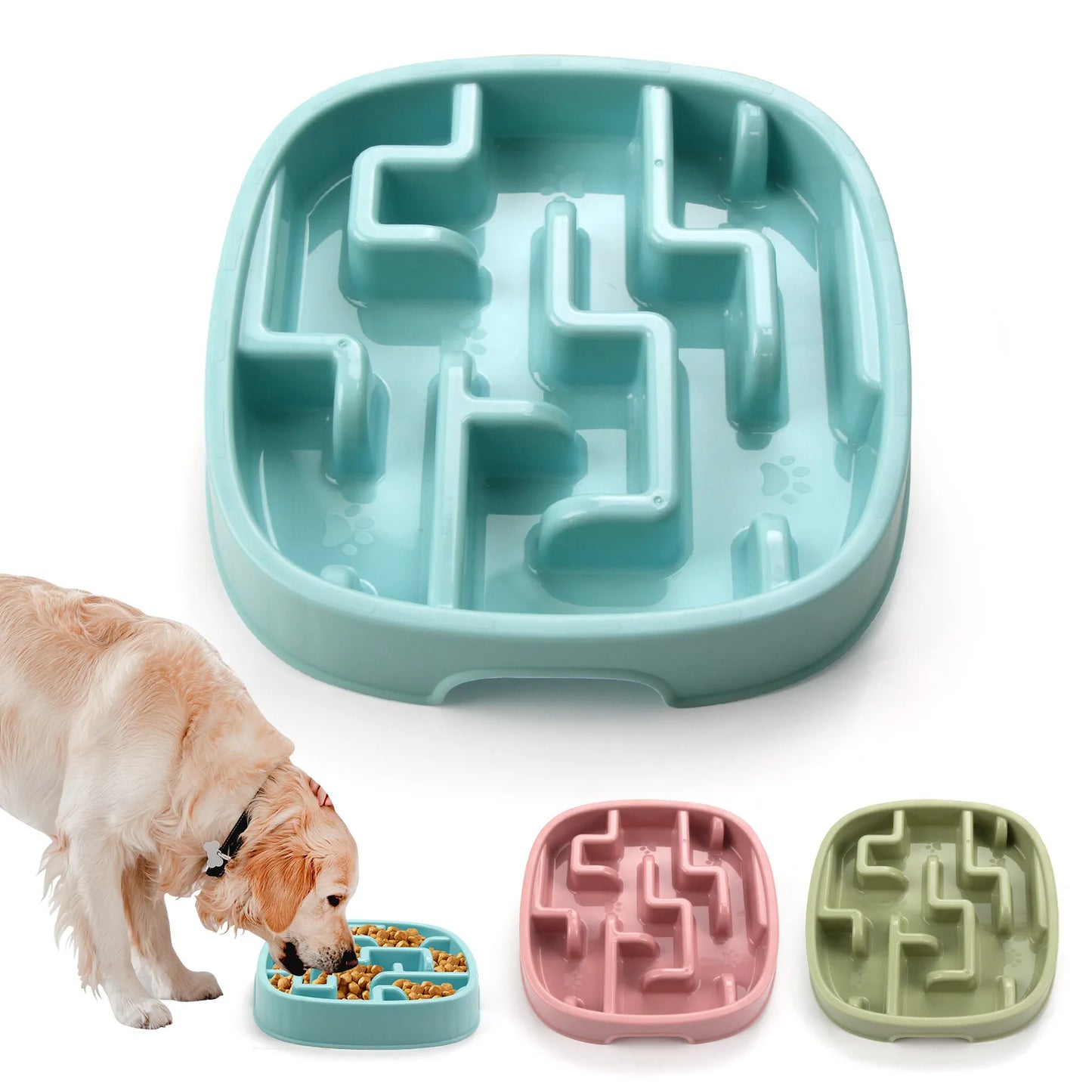 PP Material Pet Bowls Set – Dog & Cat Slow Food Bowls, Non-Slip Feeding Bowls & Durable Pet Supplies