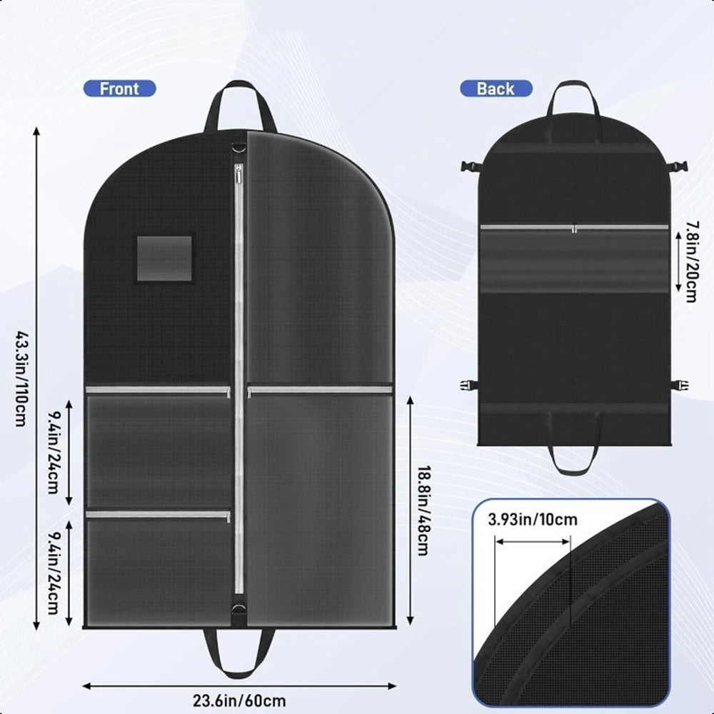 Garment Bags for Travel Clothes Dust Cover Hanging Garment Bags for Men Double Sides Zipper Large Pockets Storage Bag Closet Clo