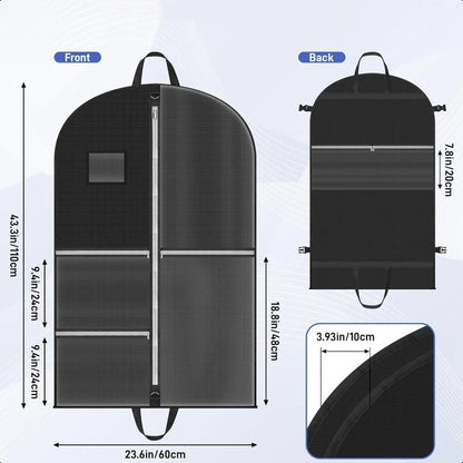 Garment Bags for Travel Clothes Dust Cover Hanging Garment Bags for Men Double Sides Zipper Large Pockets Storage Bag Closet Clo