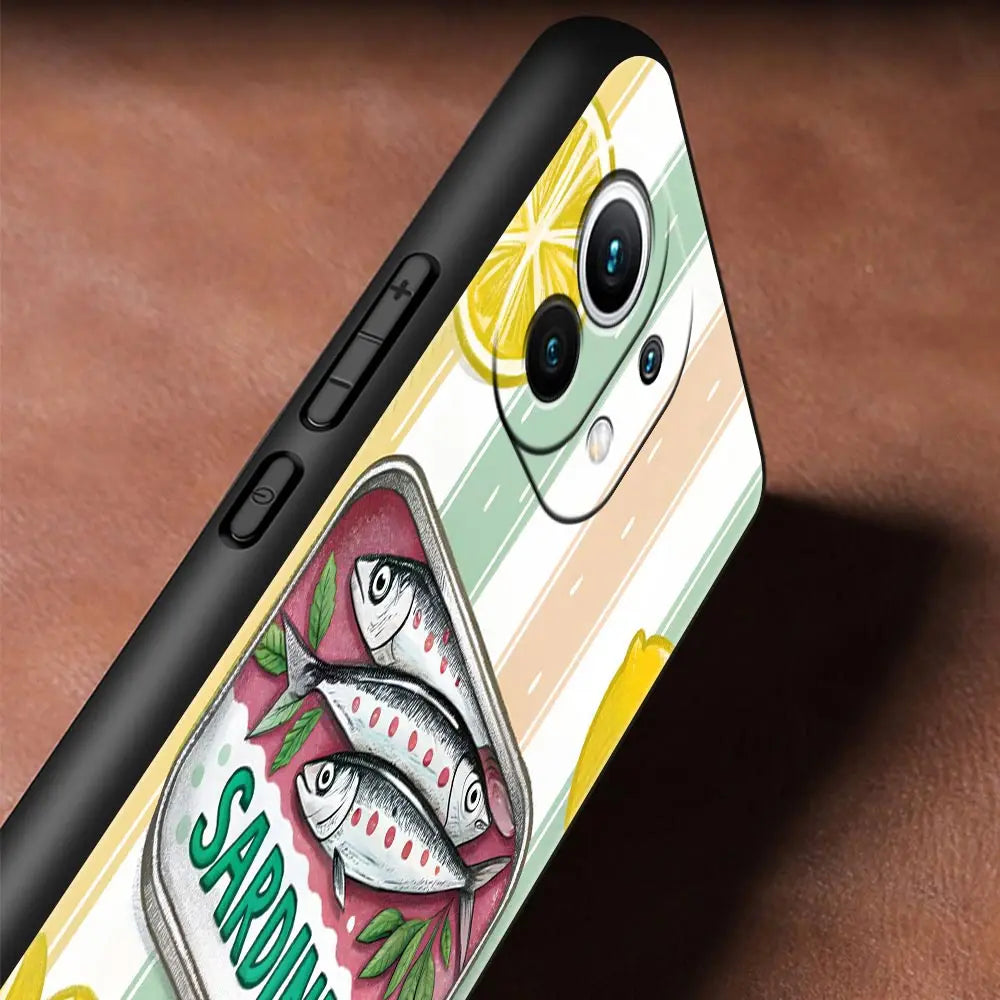 Phone Case Cover for Xiaomi Mi 17 15 14 13 12 11 Ultra 15T 14T 13T 12T 11T Pro Lite 5G Soft TPU Capas Funny Fish Sardines Laser